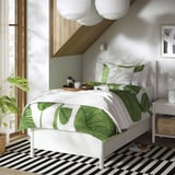 TONSTAD Armazón de cama+almacenaje, color hueso/Lyngör blanco, Tamaño twin