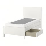 TONSTAD Base de cama+almacenamiento, color hueso/Lyngör blanco, Tamaño twin