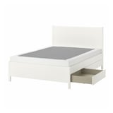 TONSTAD Base de cama+almacenamiento, color hueso/Lyngör blanco, Tamaño full
