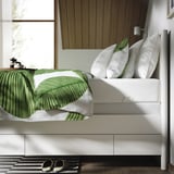 TONSTAD Base de cama+almacenamiento, color hueso/Lyngör blanco, Tamaño twin