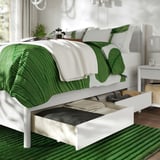 TONSTAD Base de cama+almacenamiento, color hueso/Lyngör blanco, Tamaño full