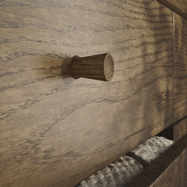 TONSTAD Gavetero de 6 cajones, marrón chapa de roble teñida, 47 1/4x18 1/2x35 3/8 "