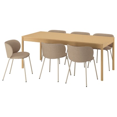 TONSTAD / KRYLBO Mesa y 6 sillas, chapa de roble/Tonerud beige oscuro, 78 3/4x33 1/2 "