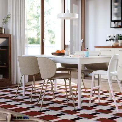 TONSTAD Mesa con 4 sillas, color hueso/Tonerud beige oscuro, 55 1/8/77 1/8x33 1/2 "