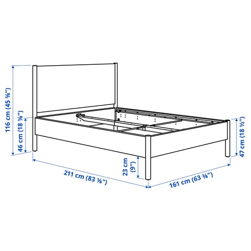 TONSTAD Muebles de dormitorio, juego de 3, marrón chapa de roble teñida, Tamaño queen