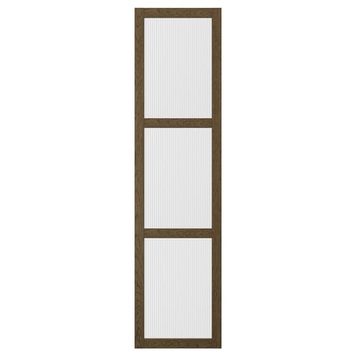 TONSTAD Puerta, marrón/chapa de roble teñida vidrio, 19 5/8x76 3/4 "