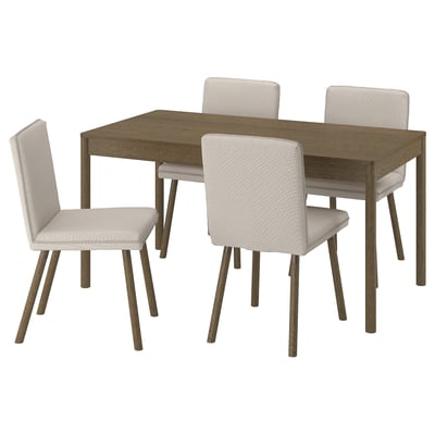 TONSTAD / TONSTAD Mesa con 4 sillas, marrón chapa de roble/Fridtuna beige claro efecto de roble en marrón, 59x31 1/2 "