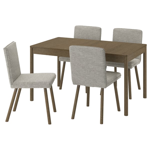 TONSTAD / TONSTAD Mesa con 4 sillas, marrón chapa de roble/Viarp beige/marrón efecto de roble en marrón, 55 1/8/77 1/8x33 1/2 "