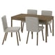 TONSTAD / TONSTAD Mesa con 4 sillas, marrón chapa de roble/Viarp beige/marrón efecto de roble en marrón, 55 1/8/77 1/8x33 1/2 "