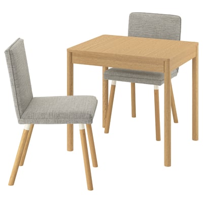 TONSTAD / TONSTAD Mesa y 2 sillas, chapa de roble/Viarp beige/marrón efecto de roble, 31 1/2/47 1/4x27 1/2 "