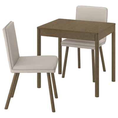 TONSTAD / TONSTAD Mesa y 2 sillas, marrón chapa de roble/Fridtuna beige claro efecto de roble en marrón, 31 1/2/47 1/4x27 1/2 "