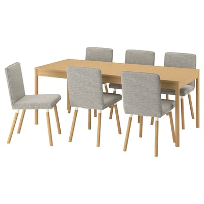 TONSTAD / TONSTAD Mesa y 6 sillas, chapa de roble/Viarp beige/marrón efecto de roble, 78 3/4x33 1/2 "