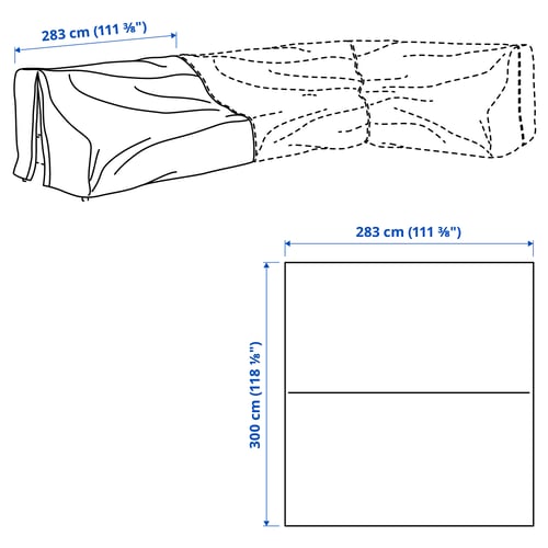 TOSTERÖ Funda conectable muebles exterior, negro, 111 3/8x118 1/8 "