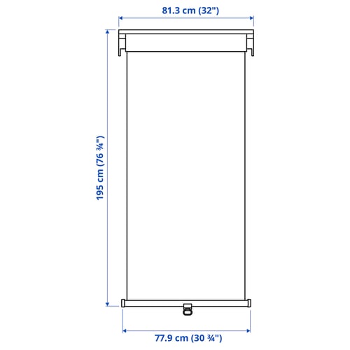 TRETUR Persiana enrollable opaca, blanco, 32x76 ¾ "