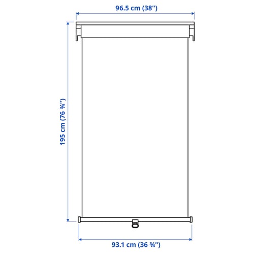 TRETUR Persiana enrollable opaca, blanco, 38x76 ¾ "