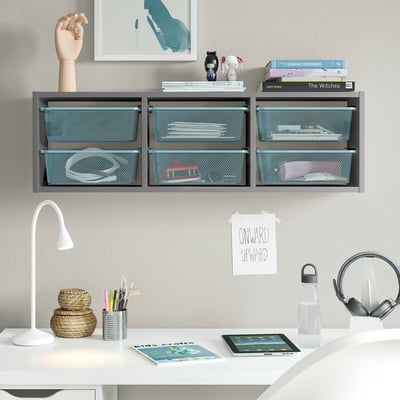 TROFAST Almacenamiento de pared, gris/gris-azul, 39x8 1/4x11 3/4 "