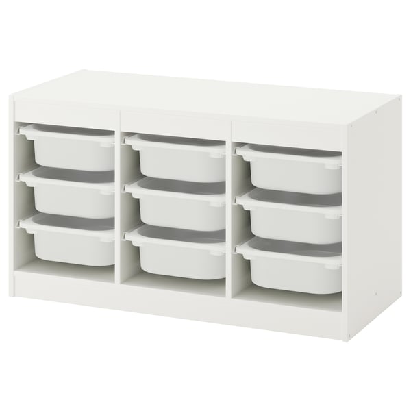 TROFAST Combinación almacenamiento+cajas, blanco/blanco, 39x17 3/8x22 "