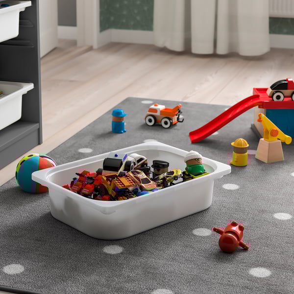 TROFAST Combinación almacenamiento+cajas, gris/blanco, 13 3/8x17 3/8x22 "
