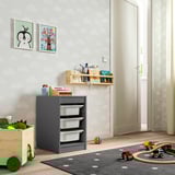 TROFAST Combinación almacenamiento+cajas, gris/blanco, 13 3/8x17 3/8x22 "