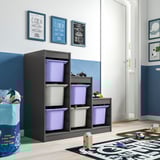 TROFAST Combinación almacenamiento+cajas, gris lila/gris, 39x17 3/8x37 "