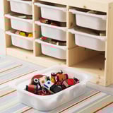TROFAST Combinación almacenamiento+cajas, pino teñido blanco claro/blanco, 36 5/8x17 3/8x20 1/2 "
