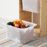 TROFAST Combinación almacenamiento+cajas, pino teñido blanco claro/naranja, 17 3/8x11 3/4x35 7/8 "