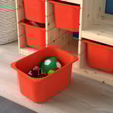 TROFAST Combinación de almacenaje, pino teñido blanco claro/naranja, 37x17 3/8x35 7/8 "