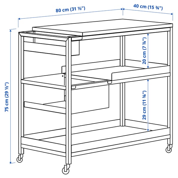 TROTTEN Carrito, blanco, 31 1/2x15 3/4 "