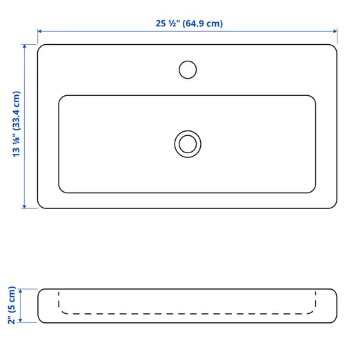 TVÄLLEN Lavamanos+sifón, blanco, 25 1/2x13 1/8 "