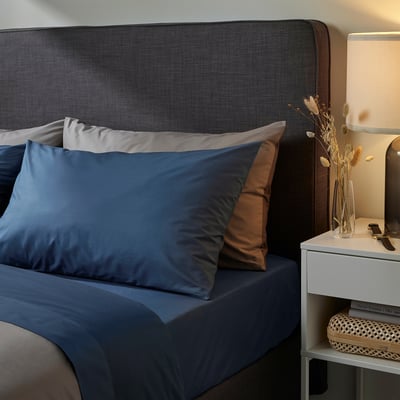 ULLVIDE Sábana encimera, azul oscuro, Tamaño full/doble