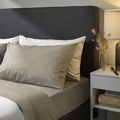 ULLVIDE Sábana encimera, beige grisáceo, Tamaño queen