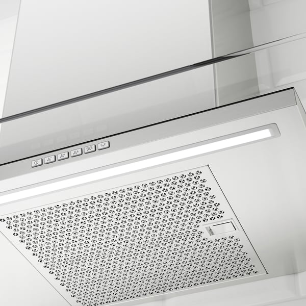 UNDANTAG Campana extractora de pared, acero inoxidable/vidrio