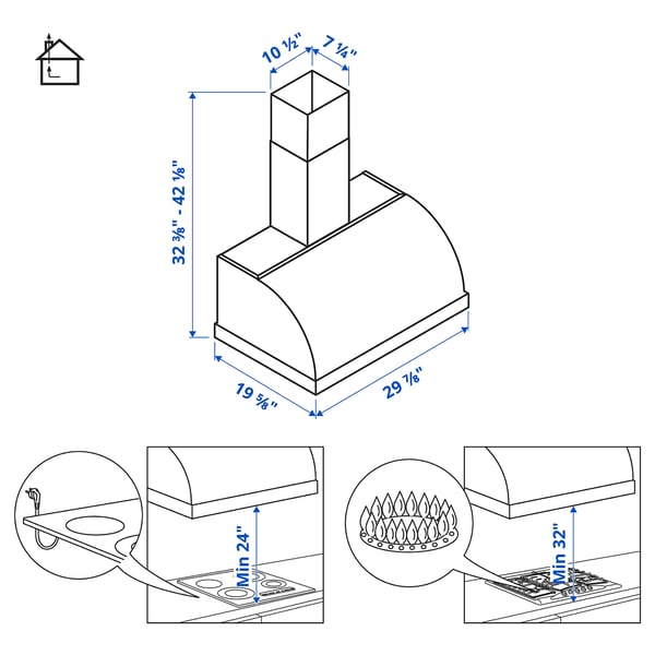 UNGDOMLIG Campana extractora de pared, negro