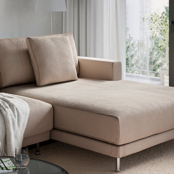 UPPÅKRA Módulo seccional, 3 plazas, con chaise longue, drcha/Samsala beige grisáceo