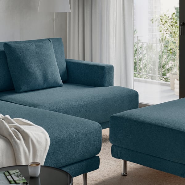 UPPÅKRA Módulo seccional, 3 plazas, con chaise longue iqzda +reposapiés/Axvall azul grisáceo oscuro