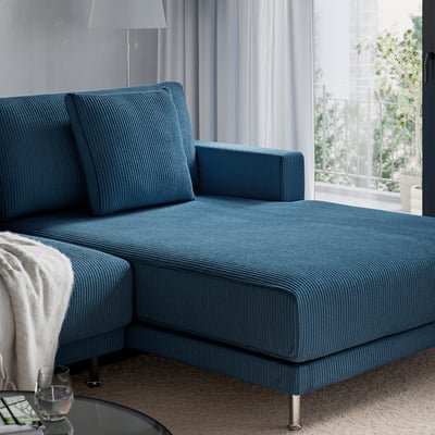 UPPÅKRA Sofá con forma de U, 4-5 plazas, con chaise longue, drcha/Samsala azul oscuro
