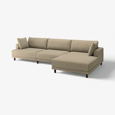 UPPÅKRA Sofá modular 4.5 plazas, con chaise longue, drcha/Johanneshov marrón-beige