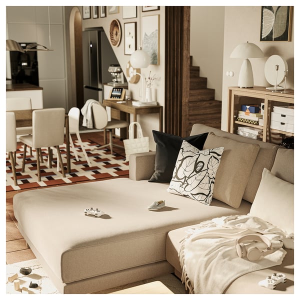 UPPÅKRA Sofá modular 4.5 plazas, con chaise longue iqzda/Johanneshov gris oscuro