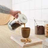 UPPHETTA Cafetera/tetera, vidrio/acero inoxidable color hueso, 34 oz