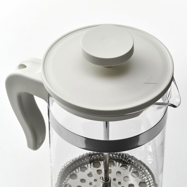 UPPHETTA Cafetera/tetera, vidrio/acero inoxidable color hueso, 34 oz