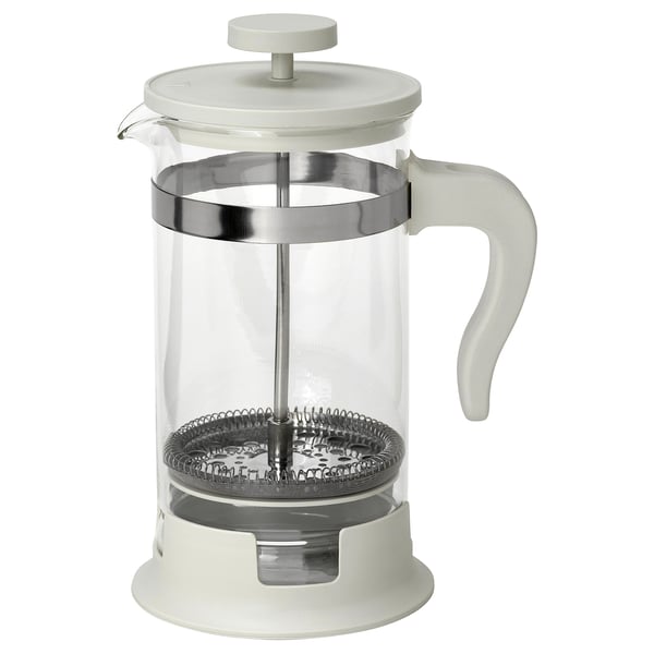 UPPHETTA Cafetera/tetera, vidrio/acero inoxidable color hueso, 34 oz