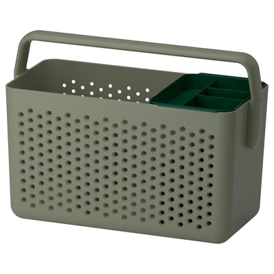 UPPRÄMEN Canasta de almacenaje, gris-verde, 13 ¾x6 ¾x9 ¾ "