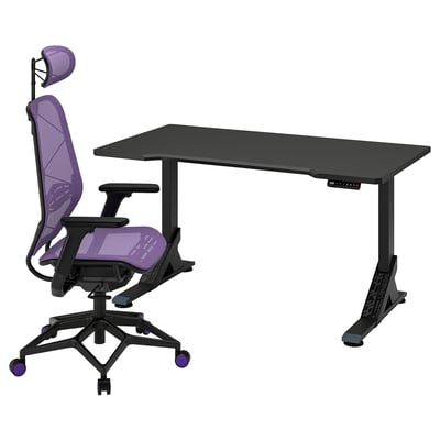 UPPSPEL / STYRSPEL Escritorio+silla gaming, negro/morado, 55 1/8x31 1/2 "