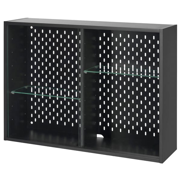 UPPSPEL Vitrina, gris oscuro, 29 7/8x22 "