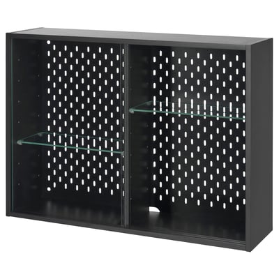 UPPSPEL Vitrina, gris oscuro, 29 7/8x22 "