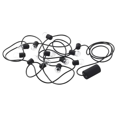 UTSUND Cadena iluminación LED+12 luces, exterior/funciona con pilas negro