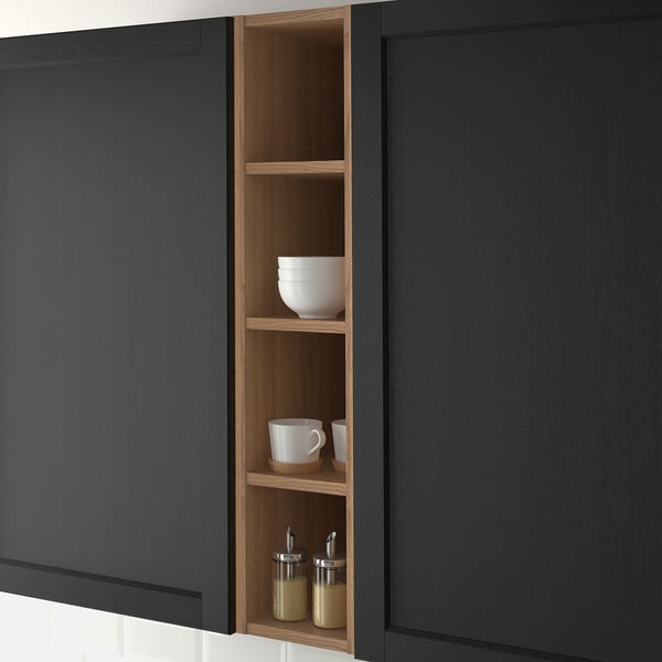 VADHOLMA Almacenamiento abierto, marrón/fresno teñido, 9x14 3/8x40 "