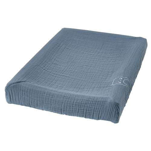 VÄDRA Tapete para cuidado del bebé+funda, beige/azul, 18 7/8x29 1/8 "
