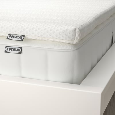 VALEVÅG Colchón+topper de colchón, extra firme blanco/Nisseholm blanco, Tamaño twin
