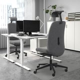 VALLFJÄLLET Silla trabajo+reposacabezas, Gunnared gris